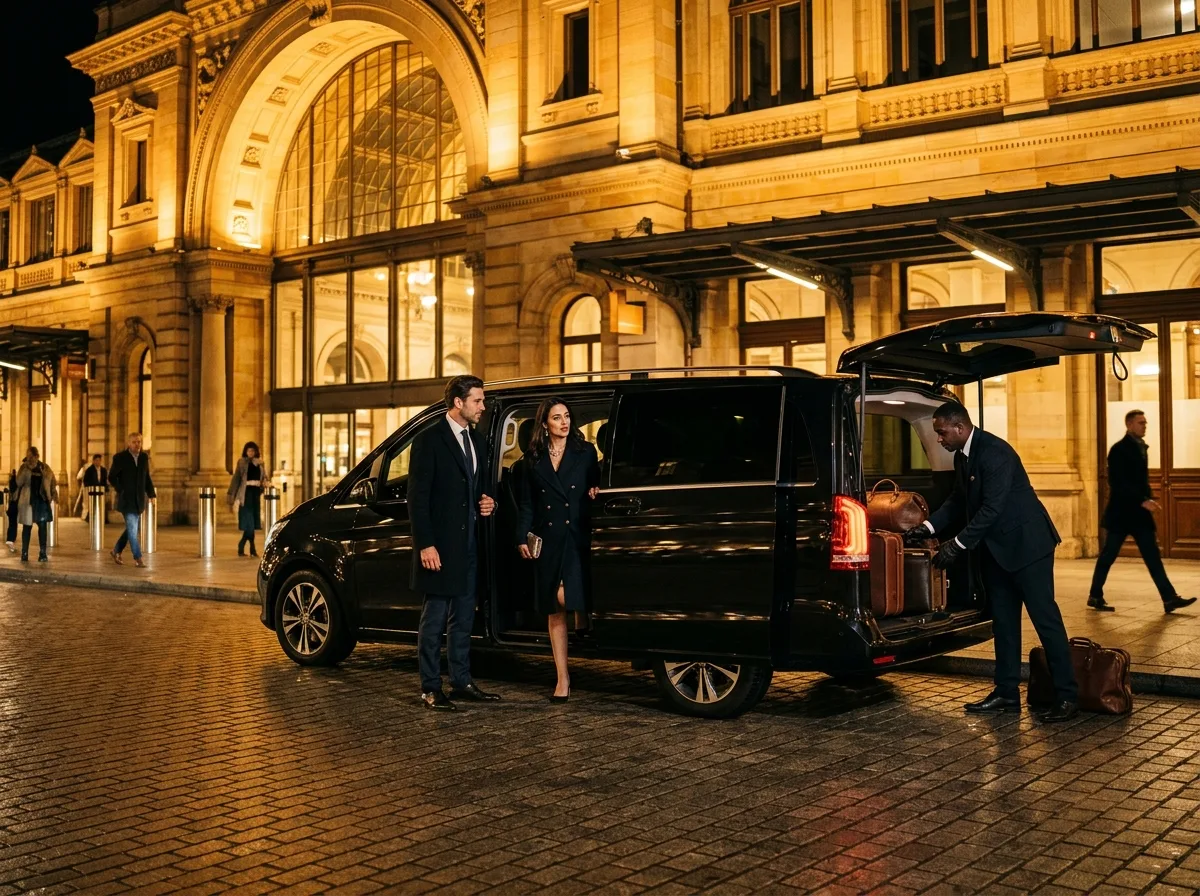 Chauffeur de taxi conduisant dans le centre-ville de Lille